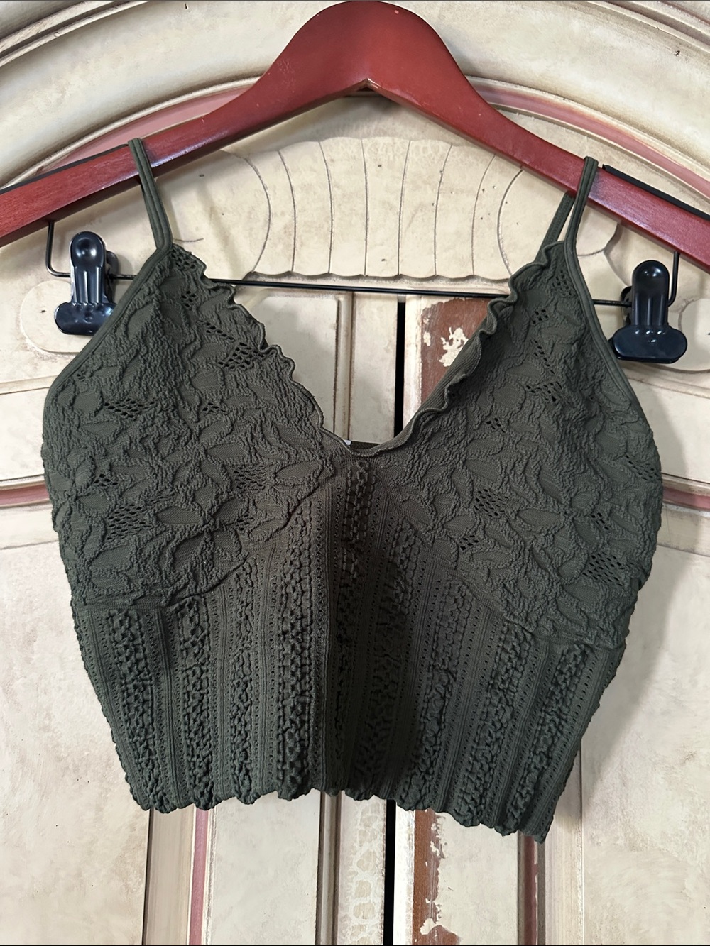 Nikibiki Olive Green Lace Textured Bralette